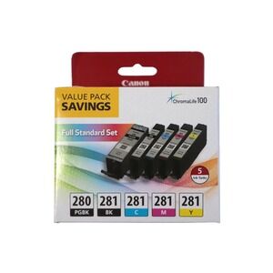 Canon PGI-280 CLI-281 5-Color Ink Value Pack for PIXMA TR7520 TS6120 TS9120
